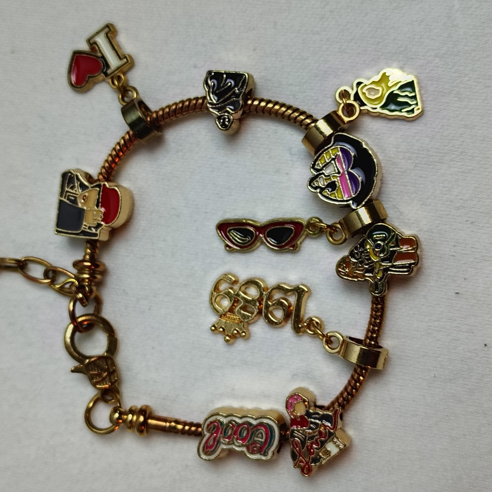 Taylor Swift Gold Colored Bracelet with Colorful Charms